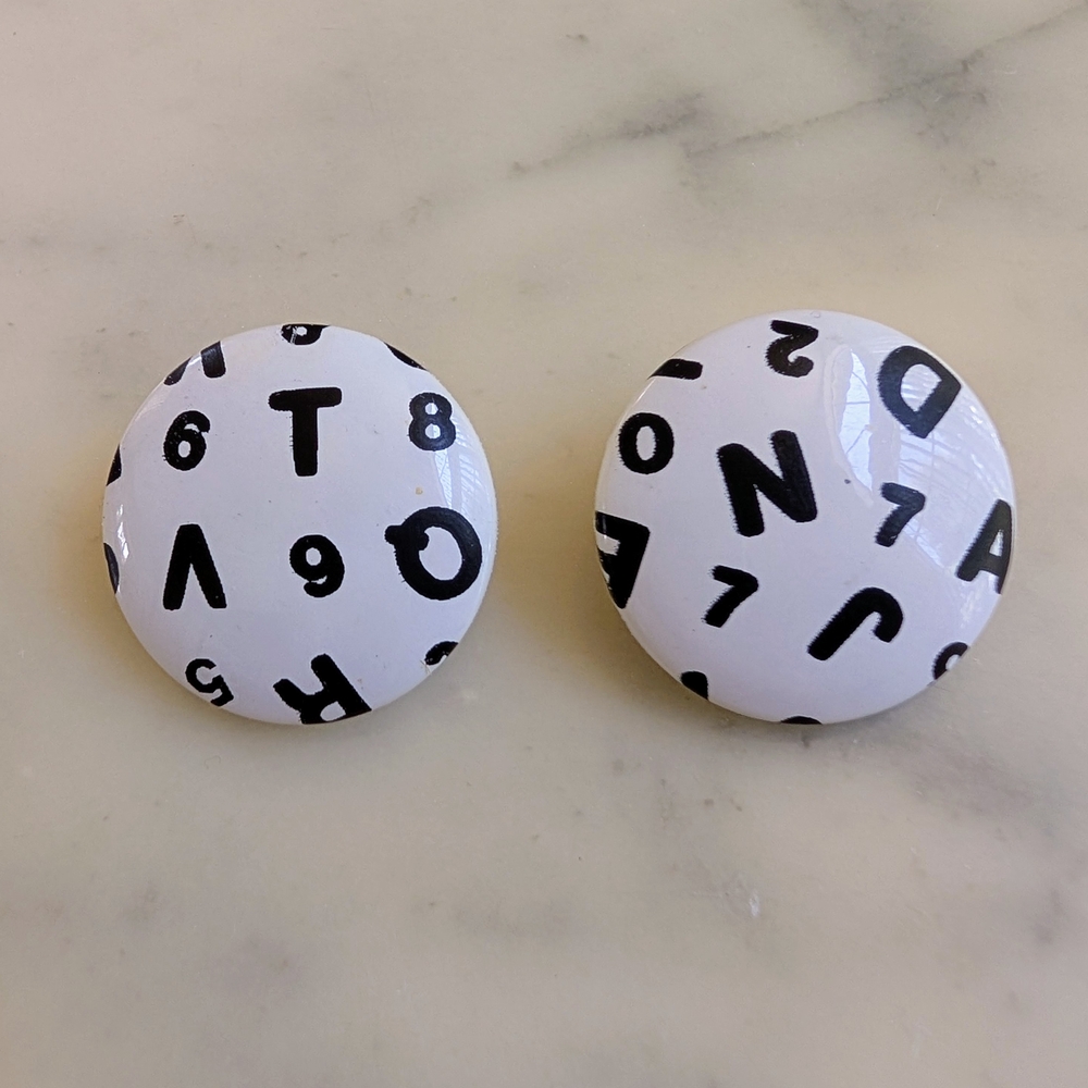 Black and White Alphabet Earrings